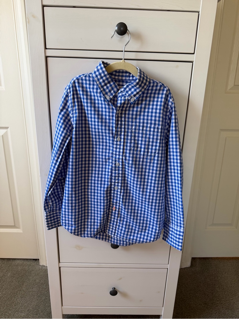 Boys JCrew Crewcuts Blue and White Gingham Button-Down Shirt
